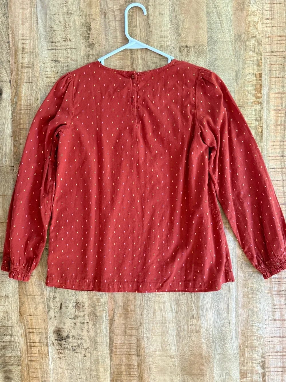 Cat & Jack Girls XL 14/16 Red Dot Print Long Sleeve Blouse Top